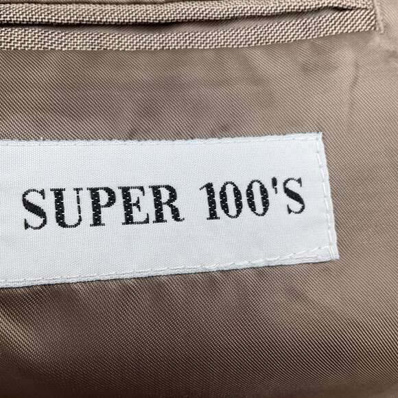 Linea Uomo Suit Men 40R 34Wx28L Brown Blue Stripe Super 100s Wool Classic Career - Picture 10 of 16